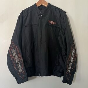 Harley Davidson Ride Ready Textile Jacket Graphic Flaming Bar Shield Flames XL